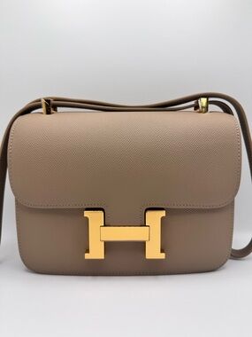 24CM Epsom Leather Crossbody/Shoulder Bag - Taupe